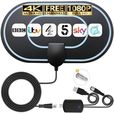 Merryan TV Aerial Indoor Digital 4K HD Freeview Aerials with Signal Booster Quality copper wire and flexible panel bring better signal and longer service life Merryan TV Aerial Indoor Digital 4K HD Freeview Aerials with Signal Booster Quality copper wire and flexible panel bring better signal and longer service life