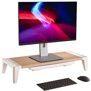 Properav Universal Computer Monitor Desk Riser Stand with Drawer Storage for PC TV Laptop Wood Effect Properav Universal Computer Monitor Desk Riser Stand with Drawer Storage for PC TV Laptop Wood Effect