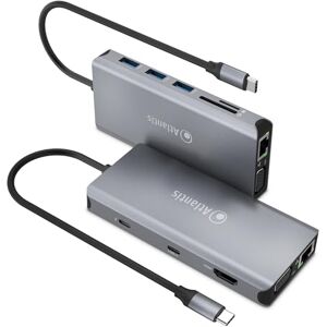 Atlantis A04-TC_DK46 USB C (Type C) to HDMI 4K, VGA, Ethernet RJ45 Gigabit Docking Station, 3 USB 3.0, 1 USB C, 1 PD-85W, 1 Audio IN/OUT 3.5mm, Card Reader, 18cm Cable Compatible with All Notebooks Atlantis A04-TC_DK46 USB C (Type C) to HDMI 4K, VGA, Ethernet RJ45 Gigabit Docking Station, 3 USB 3.0, 1 USB C, 1 PD-85W, 1 Audio IN/OUT 3.5mm, Card Reader, 18cm Cable Compatible with All Notebooks