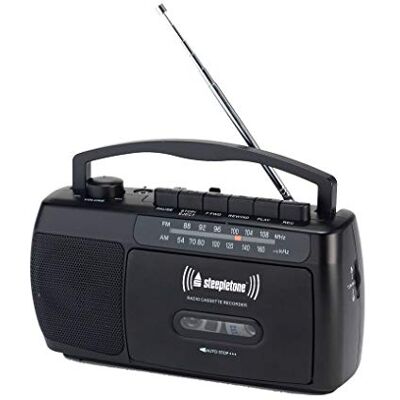 Steepletone SCR209 Portable MW-FM Radio Cassette Tape Player Recorder with Built In Microphone Black Steepletone SCR209 Portable MW-FM Radio Cassette Tape Player Recorder with Built In Microphone Black