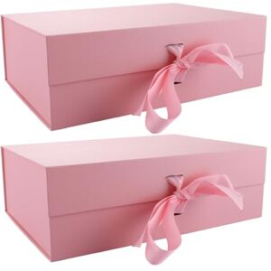 ASelected 2Pcs Magnetic Gift Box, 32.2x23x10.5cm Luxury Paper Wedding Favor Boxes, Medium Gift Box with Lids and Ribbon for Presents, Birthday, Anniversary, Festival- Pink ASelected 2Pcs Magnetic Gift Box, 32.2x23x10.5cm Luxury Paper Wedding Favor Boxes, Medium Gift Box with Lids and Ribbon for Presents, Birthday, Anniversary, Festival- Pink