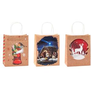 K3T 88010-6 Christmas Kraft Paper Gift Bags Size Medium (HxWxD) 23 x 18 x 10 cm Pack of 12 K3T 88010-6 Christmas Kraft Paper Gift Bags Size Medium (HxWxD) 23 x 18 x 10 cm Pack of 12