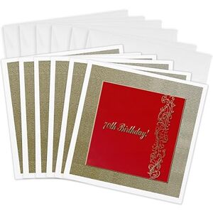 3dRose 70Th Birthday Red and Gold Design Greeting Cards, 6 by 6-inches, Set of 6 (gc_32997_1) 3dRose 70Th Birthday Red and Gold Design Greeting Cards, 6 by 6-inches, Set of 6 (gc_32997_1)