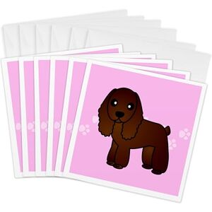 3dRose Cute Chocolate Cocker Spaniel Pink with Pawprints Greeting Cards, 6 by 6-inches, Set of 6 (gc_15345_1) 3dRose Cute Chocolate Cocker Spaniel Pink with Pawprints Greeting Cards, 6 by 6-inches, Set of 6 (gc_15345_1)