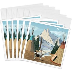 3dRose Cherokee Village Greeting Cards, 6 by 6-inches, Set of 6 (gc_24505_1) 3dRose Cherokee Village Greeting Cards, 6 by 6-inches, Set of 6 (gc_24505_1)