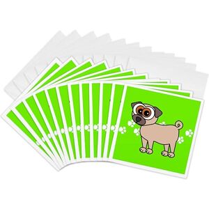 3dRose Tan Pug and Paw Prints Greeting Cards, 6 by 6-inches, Set of 12 (gc_6128_2) 3dRose Tan Pug and Paw Prints Greeting Cards, 6 by 6-inches, Set of 12 (gc_6128_2)