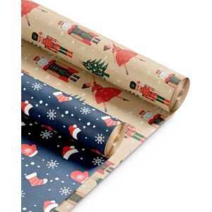 Kraft & Co Christmas Wrapping Paper Rolls – 2 Pack Thick Paper Sheets 44.5cm x 25m – Kraft Xmas Gift Wrap – Festive Eco Friendly Wrapping Papers for Christmas Gifts–Arts and Crafts–50m Total Kraft & Co Christmas Wrapping Paper Rolls – 2 Pack Thick Paper Sheets 44.5cm x 25m – Kraft Xmas Gift Wrap – Festive Eco Friendly Wrapping Papers for Christmas Gifts–Arts and Crafts–50m Total