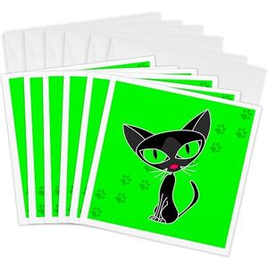 3dRose Fancy Feline Black Cat Pawprint Design Greeting Cards, 6 by 6-inches, Set of 6 (gc_6375_1) 3dRose Fancy Feline Black Cat Pawprint Design Greeting Cards, 6 by 6-inches, Set of 6 (gc_6375_1)
