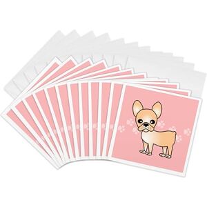 3dRose Cute Cream French Bulldog Pink with Pawprints Greeting Cards, 6 by 6-inches, Set of 12 (gc_25323_2) 3dRose Cute Cream French Bulldog Pink with Pawprints Greeting Cards, 6 by 6-inches, Set of 12 (gc_25323_2)
