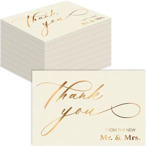 Better Office Products 50 Pack Wedding Thank You Cards in Metallic Gold with Envelopes, Thank You From The New Mr and Mrs, 4 x 6 Inch, Blank Cards, by, 50 Count Boxed Set Better Office Products 50 Pack Wedding Thank You Cards in Metallic Gold with Envelopes, Thank You From The New Mr and Mrs, 4 x 6 Inch, Blank Cards, by, 50 Count Boxed Set
