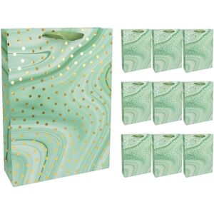 Idena 30374-10 Gift Bags Dot Pack of 10 Gift Bags 25 x 8 x 34.5 cm Mint Green with Gold Dots Idena 30374-10 Gift Bags Dot Pack of 10 Gift Bags 25 x 8 x 34.5 cm Mint Green with Gold Dots