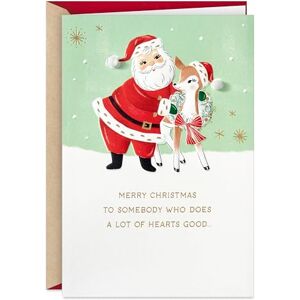 Hallmark Christmas Card (Grateful for You) Vintage Santa and Reindeer Hallmark Christmas Card (Grateful for You) Vintage Santa and Reindeer