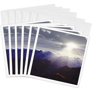 3dRose Top of The World Sun Rays Breach The Mountain Peaks to Cast Warm Glow Over Valley Greeting Cards, 6 by 6-inches, Set of 6 (gc_19457_1) 3dRose Top of The World Sun Rays Breach The Mountain Peaks to Cast Warm Glow Over Valley Greeting Cards, 6 by 6-inches, Set of 6 (gc_19457_1)