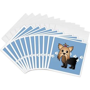 3dRose Cute Yorkshire Terrier Yorkie Blue with Paw Prints Greeting Cards, 6 by 6-inches, Set of 12 (gc_10818_2) 3dRose Cute Yorkshire Terrier Yorkie Blue with Paw Prints Greeting Cards, 6 by 6-inches, Set of 12 (gc_10818_2)