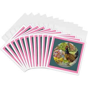 3dRose Hen and Chicks Textured Greeting Cards, 6 by 6-inches, Set of 12 (gc_14787_2) 3dRose Hen and Chicks Textured Greeting Cards, 6 by 6-inches, Set of 12 (gc_14787_2)