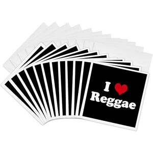3dRose I Love Reggae Greeting Cards, 6 by 6-inches, Set of 12 (gc_16549_2) 3dRose I Love Reggae Greeting Cards, 6 by 6-inches, Set of 12 (gc_16549_2)
