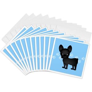 3dRose Cute Black Brindle French Bulldog Blue with Pawprints Greeting Cards, 6 by 6-inches, Set of 12 (gc_25320_2) 3dRose Cute Black Brindle French Bulldog Blue with Pawprints Greeting Cards, 6 by 6-inches, Set of 12 (gc_25320_2)
