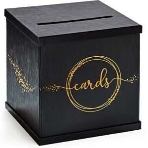 Hayley Cherie Black Gift Card Box with Printed Gold Foil Textured Finish Large Size 10" x 10" Perfect for Weddings, Baby Showers, Birthdays, Graduation Hayley Cherie Black Gift Card Box with Printed Gold Foil Textured Finish Large Size 10" x 10" Perfect for Weddings, Baby Showers, Birthdays, Graduation
