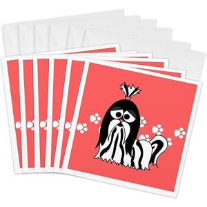3dRose Black and White Shih Tzu with Paw Prints Greeting Cards, 6 by 6-inches, Set of 6 (gc_6143_1) 3dRose Black and White Shih Tzu with Paw Prints Greeting Cards, 6 by 6-inches, Set of 6 (gc_6143_1)