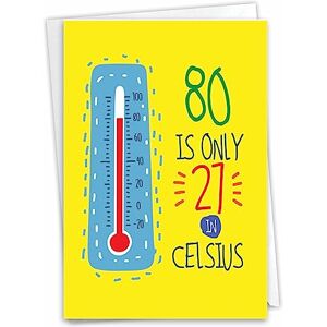 NobleWorks 80th Happy Birthday Card Funny 80 Year Old Celebration, Milestone Humor Card for Grandparents, Parents In Celsius 80 C9351MBG NobleWorks 80th Happy Birthday Card Funny 80 Year Old Celebration, Milestone Humor Card for Grandparents, Parents In Celsius 80 C9351MBG