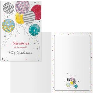 DOHE Graduation Greeting Cards Pack of 6 Size: 11.5 x 17 cm (closed) Includes envelope to store the card Confetti Model DOHE Graduation Greeting Cards Pack of 6 Size: 11.5 x 17 cm (closed) Includes envelope to store the card Confetti Model