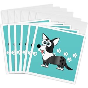 3dRose Blue Merle Cardigan Corgi with Paw Prints Greeting Cards, 6 by 6-inches, Set of 6 (gc_6159_1) 3dRose Blue Merle Cardigan Corgi with Paw Prints Greeting Cards, 6 by 6-inches, Set of 6 (gc_6159_1)