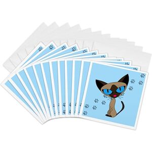 3dRose Cute Siamese Cat Pawprint Design Greeting Cards, 6 by 6-inches, Set of 12 (gc_6374_2) 3dRose Cute Siamese Cat Pawprint Design Greeting Cards, 6 by 6-inches, Set of 12 (gc_6374_2)