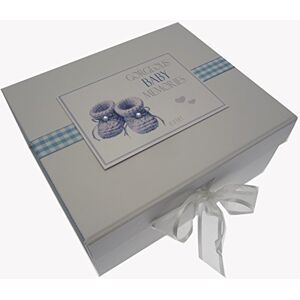 WHITE COTTON CARDS Gorgeous Baby Memories, Small Keepsake Box, Blue Booties WHITE COTTON CARDS Gorgeous Baby Memories, Small Keepsake Box, Blue Booties