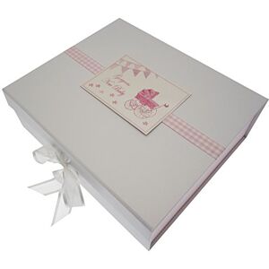 WHITE COTTON CARDS New Baby, Large Keepsake Box, Pink Pram & Bunting WHITE COTTON CARDS New Baby, Large Keepsake Box, Pink Pram & Bunting