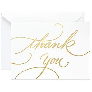 Hallmark Wedding, Baby Shower, Bridal Shower Thank You Cards (Gold Foil Script, 100 Thank You Notes and Envelopes),White Hallmark Wedding, Baby Shower, Bridal Shower Thank You Cards (Gold Foil Script, 100 Thank You Notes and Envelopes),White