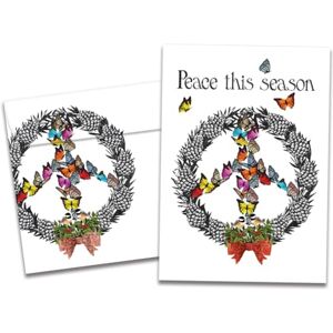 Tree-Free Greetings Season's Greeting Cards Artful Designs 10 Cards + Matching Envelopes Made in USA 100% Recycled Paper 5 x 7 Peace Wreath (HB93537) Tree-Free Greetings Season's Greeting Cards Artful Designs 10 Cards + Matching Envelopes Made in USA 100% Recycled Paper 5 x 7 Peace Wreath (HB93537)