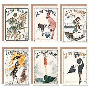 Artery8 La Vie Parisienne French Woman Seasons Umbrella Dog Greeting Cards With Envelopes Pack of 6 Artery8 La Vie Parisienne French Woman Seasons Umbrella Dog Greeting Cards With Envelopes Pack of 6
