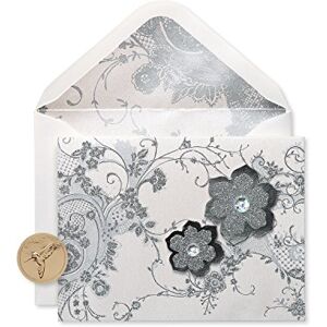 Papyrus Blank Cards with Envelopes, Lace and Flowers with Glitter (8-Count) Papyrus Blank Cards with Envelopes, Lace and Flowers with Glitter (8-Count)