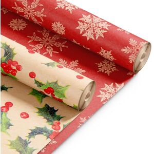 Kraft & Co Christmas Wrapping Paper Rolls – 2 Pack Thick Paper Sheets 44.5cm x 25m – Kraft Xmas Gift Wrap – Festive Eco Friendly Wrapping Papers for Christmas Gifts–Arts and Crafts–50m Total Kraft & Co Christmas Wrapping Paper Rolls – 2 Pack Thick Paper Sheets 44.5cm x 25m – Kraft Xmas Gift Wrap – Festive Eco Friendly Wrapping Papers for Christmas Gifts–Arts and Crafts–50m Total