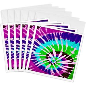 3dRose Tie Dye Art 2 Greeting Cards, 6 by 6-inches, Set of 6 (gc_14277_1) 3dRose Tie Dye Art 2 Greeting Cards, 6 by 6-inches, Set of 6 (gc_14277_1)