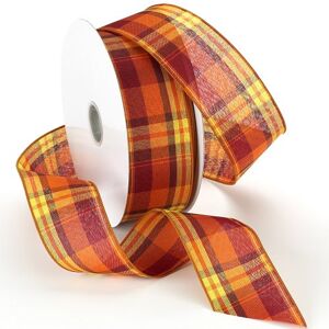 Morex Autumn Abundance Plaid Wired Fabric Ribbon, Pumpkin, 2-1/2 in x 50-Yd Morex Autumn Abundance Plaid Wired Fabric Ribbon, Pumpkin, 2-1/2 in x 50-Yd