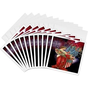 3dRose Vintage Lady and Fireworks Greeting Cards, 6 by 6-inches, Set of 12 (gc_14250_2) 3dRose Vintage Lady and Fireworks Greeting Cards, 6 by 6-inches, Set of 12 (gc_14250_2)