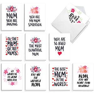 The Best Card Company 20 Assorted Mother's Day Note Cards Box Set 4 x 5.12 Inch with Envelopes (10 Designs, 2 Each) Amazing Mom AM10351MDG-B2x10 The Best Card Company 20 Assorted Mother's Day Note Cards Box Set 4 x 5.12 Inch with Envelopes (10 Designs, 2 Each) Amazing Mom AM10351MDG-B2x10