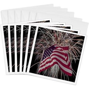 3dRose Fireworks and American Flag Greeting Cards, 6 by 6-inches, Set of 6 (gc_14246_1) 3dRose Fireworks and American Flag Greeting Cards, 6 by 6-inches, Set of 6 (gc_14246_1)