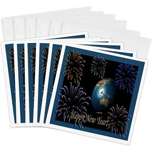 3dRose Earth with Fireworks 3D Greeting Cards, 6 by 6-inches, Set of 6 (gc_16356_1) 3dRose Earth with Fireworks 3D Greeting Cards, 6 by 6-inches, Set of 6 (gc_16356_1)