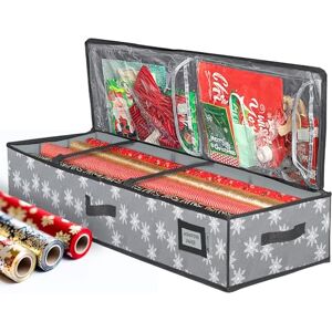 Grey Snowflake Christmas Wrapping Paper Storage Bag - Fits Up to 27 Rolls - Underbed Organizer Grey Snowflake Christmas Wrapping Paper Storage Bag - Fits Up to 27 Rolls - Underbed Organizer