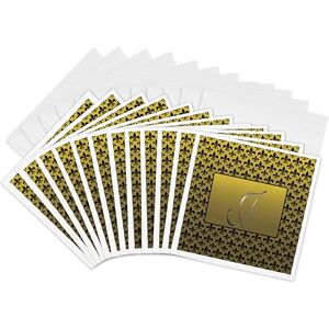 3dRose Elegant Letter J Embossed in Gold Frame Over a Black Fleur-De-Lis Pattern on a Gold Background Greeting Cards, 6 by 6-inches, Set of 12 (gc_36088_2) 3dRose Elegant Letter J Embossed in Gold Frame Over a Black Fleur-De-Lis Pattern on a Gold Background Greeting Cards, 6 by 6-inches, Set of 12 (gc_36088_2)