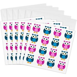 3dRose Blue and Pink Owls Print Greeting Cards, 6 by 6-inches, Set of 6 (gc_6080_1) 3dRose Blue and Pink Owls Print Greeting Cards, 6 by 6-inches, Set of 6 (gc_6080_1)