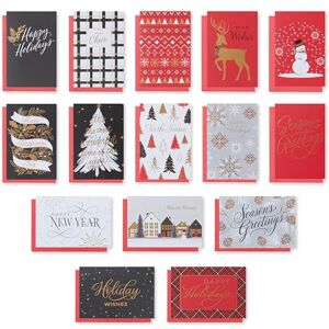 American Greetings Christmas Cards with Envelopes, Red, Black, White and Gold Traditional Designs (15-Count) American Greetings Christmas Cards with Envelopes, Red, Black, White and Gold Traditional Designs (15-Count)
