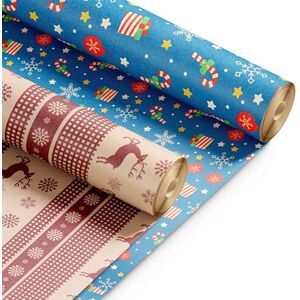 Kraft & Co Christmas Wrapping Paper Rolls – 2 Pack Thick Paper Sheets 44.5cm x 25m – Kraft Xmas Gift Wrap – Festive Eco Friendly Wrapping Papers for Christmas Gifts–Arts and Crafts–50m Total Kraft & Co Christmas Wrapping Paper Rolls – 2 Pack Thick Paper Sheets 44.5cm x 25m – Kraft Xmas Gift Wrap – Festive Eco Friendly Wrapping Papers for Christmas Gifts–Arts and Crafts–50m Total