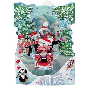 SANTORO Swing Card, Christmas 3D Pop Up Greeting Card Sledging Penguins For Kids, Family, Christmas, Festive SANTORO Swing Card, Christmas 3D Pop Up Greeting Card Sledging Penguins For Kids, Family, Christmas, Festive