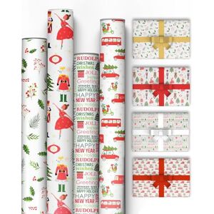 Kraft & Co Christmas Wrapping Paper Rolls 4 Pack (69cm x 8M Each) Recyclable Kraft Xmas Gift Wrap, Festive Eco-Friendly Wrapping Paper for Christmas Gifts, Arts & Crafts (32M Total) Fun Kraft & Co Christmas Wrapping Paper Rolls 4 Pack (69cm x 8M Each) Recyclable Kraft Xmas Gift Wrap, Festive Eco-Friendly Wrapping Paper for Christmas Gifts, Arts & Crafts (32M Total) Fun