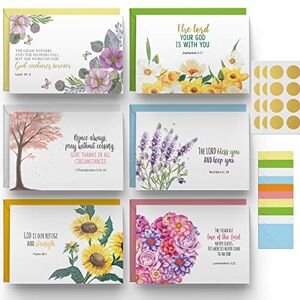Dessie Inspirational Christian Greeting Cards, 6 Bible Verses, Blank Inside for All Occasions. Assorted Color Envelopes and 'Blessed' Gold Seals, 60 Greeting Cards Dessie Inspirational Christian Greeting Cards, 6 Bible Verses, Blank Inside for All Occasions. Assorted Color Envelopes and 'Blessed' Gold Seals, 60 Greeting Cards