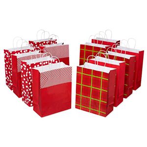 American Greetings 13'' Large Red Gift Bags, for Christmas and All Holidays, Stripes, Polka Dots and Plaid (12 Bags) American Greetings 13'' Large Red Gift Bags, for Christmas and All Holidays, Stripes, Polka Dots and Plaid (12 Bags)