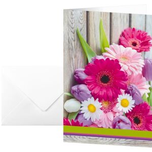 Sigel DS001 Set of 10 thank you or greeting cards with envelope, flower bouquet design, 2-fold, 11.5 x 17 cm, pink Sigel DS001 Set of 10 thank you or greeting cards with envelope, flower bouquet design, 2-fold, 11.5 x 17 cm, pink